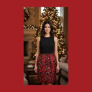 Tahari Arthur S. Levine Black, Gold, & Red Floral